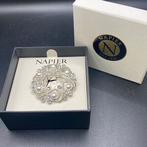 Napier Faux Pearl & Rhinestone Brooch